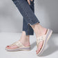OCW Orthopedic Rhinestone Sandals For Women Sweat-absorbent Low Heel Flip-flops EVA Trendy
