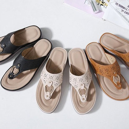 OCW Orthopedic Rhinestone Sandals For Women Sweat-absorbent Low Heel Flip-flops EVA Trendy