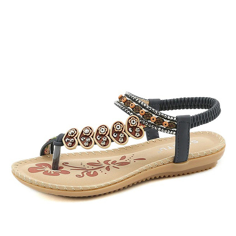 OCW Walking Women Sandals Anti-rubbing Flat Vintage Flip-flops Rubber Summer Casual