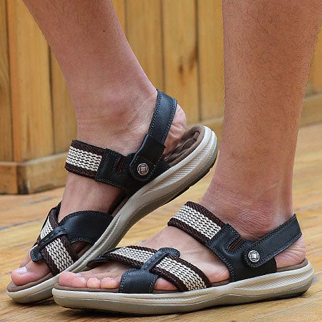 OCW Orthopedic Men Sandals Arch Support High-quality Leather Elastic Strap