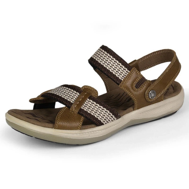 OCW Orthopedic Men Sandals Arch Support High-quality Leather Elastic Strap